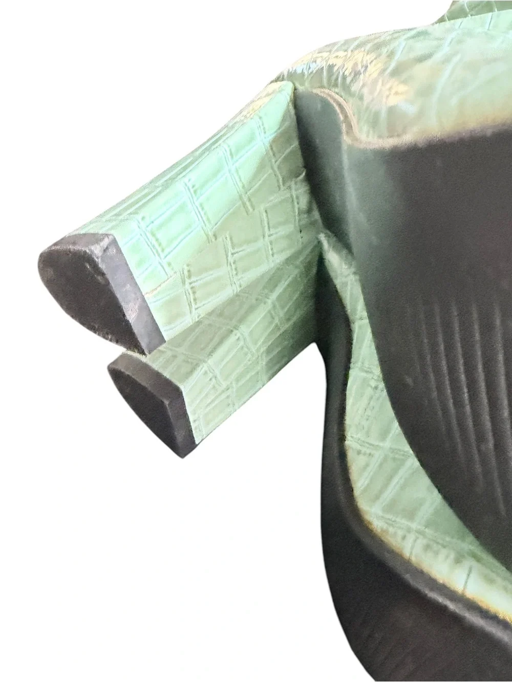 Mint Green Croc Embossed Knee High Boots Block Heel EU 37 US 6.5-7